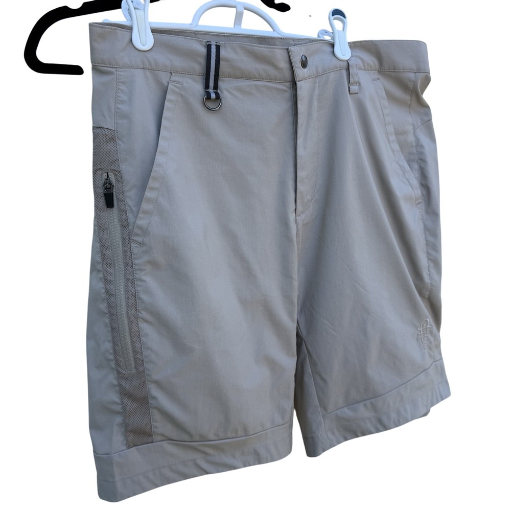 Sz‎ M Mens Performance Fishing Shorts Khaki Utility Cargo Pockets Beach Gorpcore